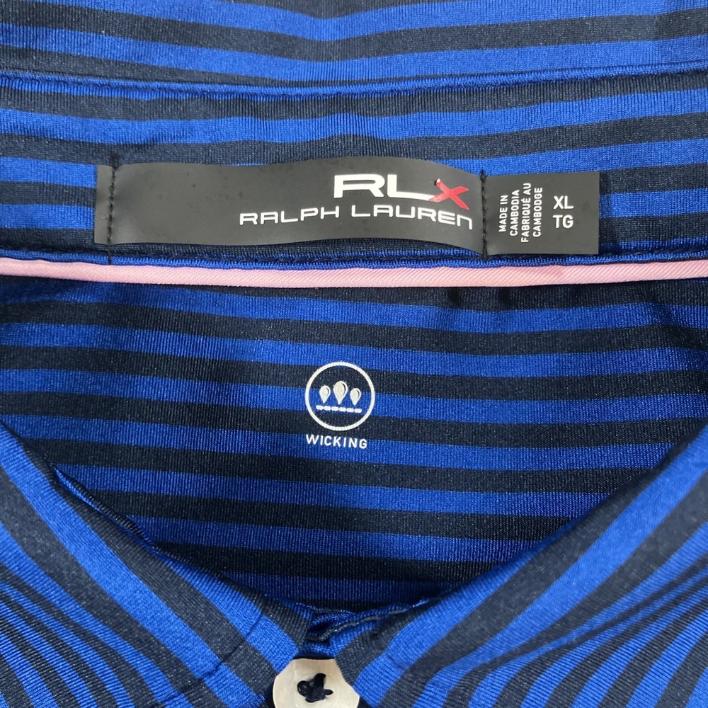 [Lot of 2] RLX Ralph Lauren Golf Polo Shirts Mens XL Blue Striped Performance - Picture 6 of 16